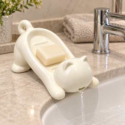 Cat-Shaped Draining Soap Dish