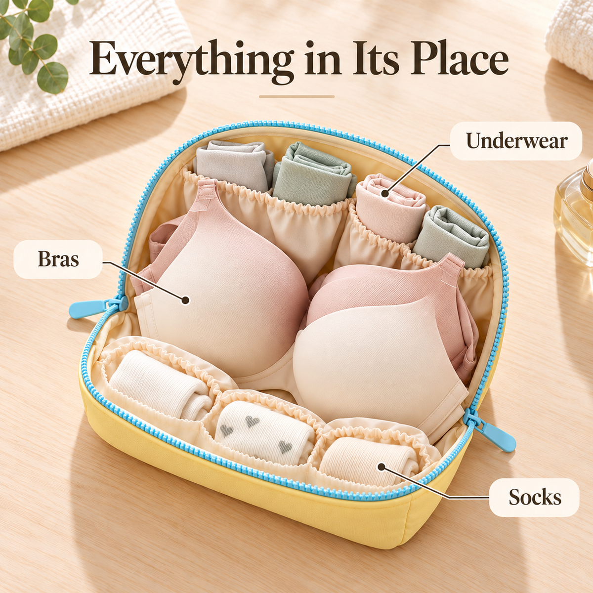 Travel Underwear Organizer Bag – Bra & Sock Storage Pouch