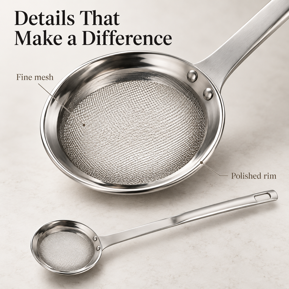 Stainless Steel Fine Mesh Skimmer Spoon