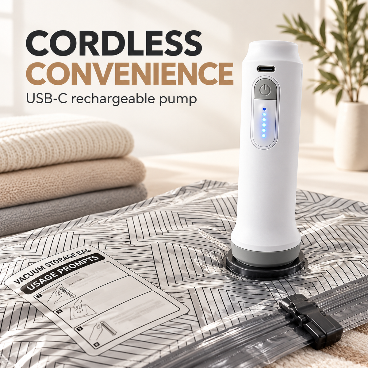 Travel Vacuum Storage Bags with Rechargeable Pump