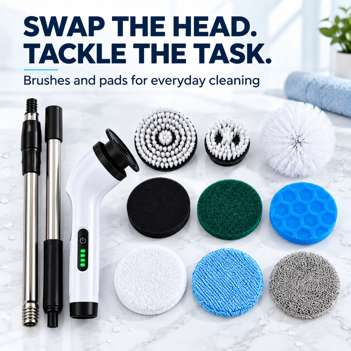 Cordless Electric Spin Scrubber with Extendable Handle