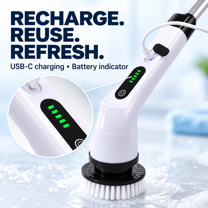 Cordless Electric Spin Scrubber with Extendable Handle