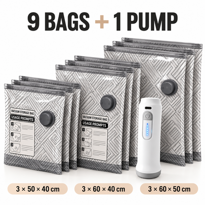 Travel Vacuum Storage Bags with Rechargeable Pump